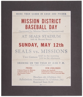 1935 Joe DiMaggio San Francisco Seals vs Mission Reds 20x17" Poster from 5/12/20 - Joe DiMaggio Hit Home Run in 6th Inning